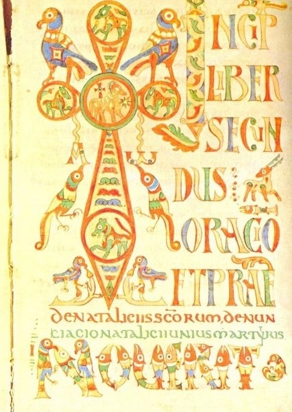 The frontispiece of a Carolingian era copy of the Gelasian Sacramentary.