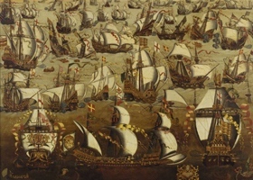 The Spanish Armada was defeated by a combination of bad weather and the skill of English sailors.