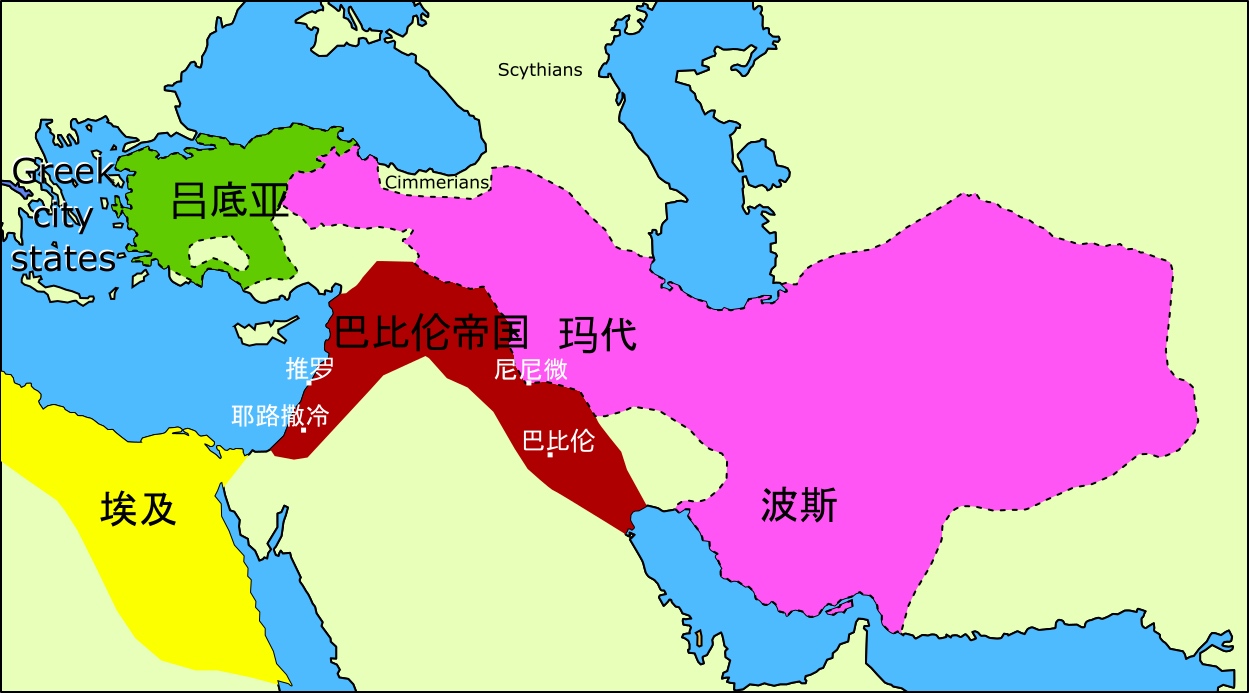 上图：基大利被暗杀之后的国际形势。埃及位于巴比伦的势力范围之外，是担心巴比伦报复的百姓可以最快逃往的地方。事实上，自从主前605年的迦基米施战役以后，尼布甲尼撒在三十七年的时间里都没有入侵过埃及。因此，逃亡埃及是当时最合理的选择，留在原地的风险很大，几乎就是坐以待毙。